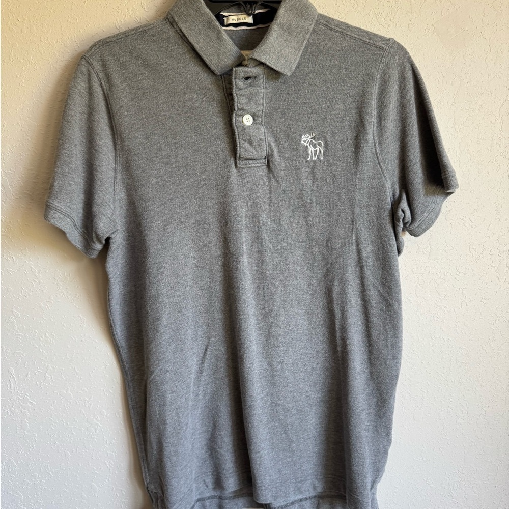 Kids XL Gray Abercrombie And Fitch Preppy Casual Short Sleeve Polo